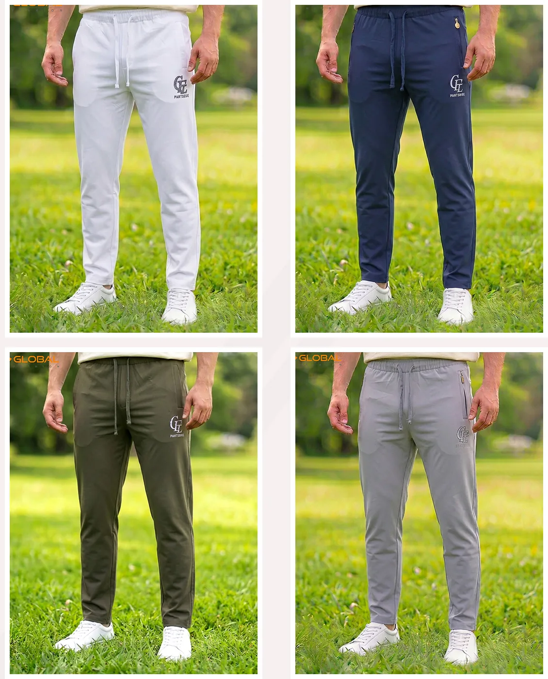 Premium Chinese Dubi Fabric Trousers - Combo-4(Black, Navy, Olive &amp; Grey)