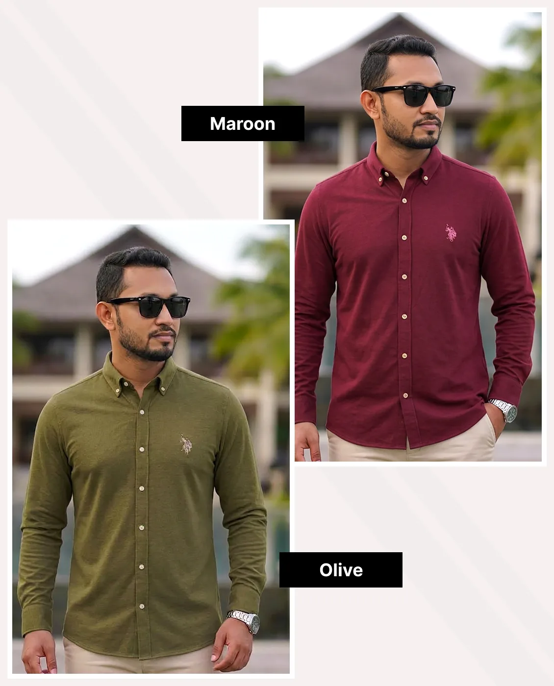 Men's Premium Cotton Full Sleeve Shirt - Combo-02-(Maroon &amp; Olive)
