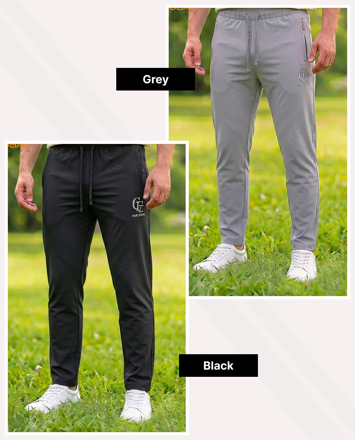 Premium Chinese Dubi Fabric Trousers - Combo-2(Black &amp; Grey)