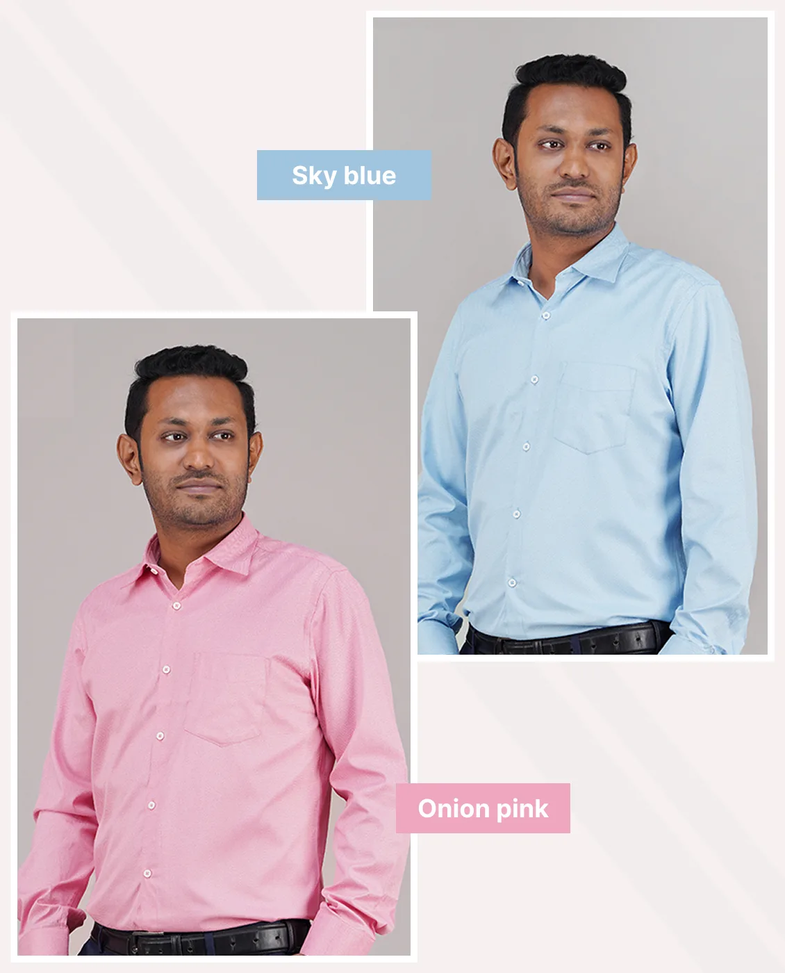 Premium Cotton Full Sleeve Formal Shirt - Combo-02-(Onion-pink &amp; Sky-blue)