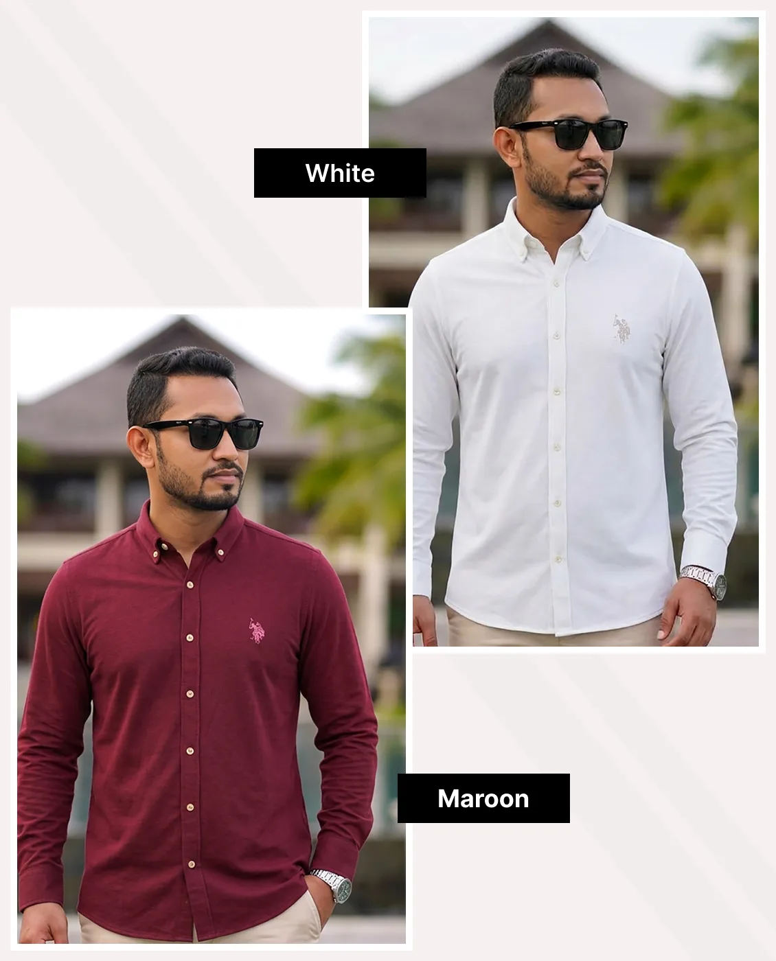 Men's Premium Cotton Full Sleeve Shirt - Combo-02-(Maroon &amp; White)