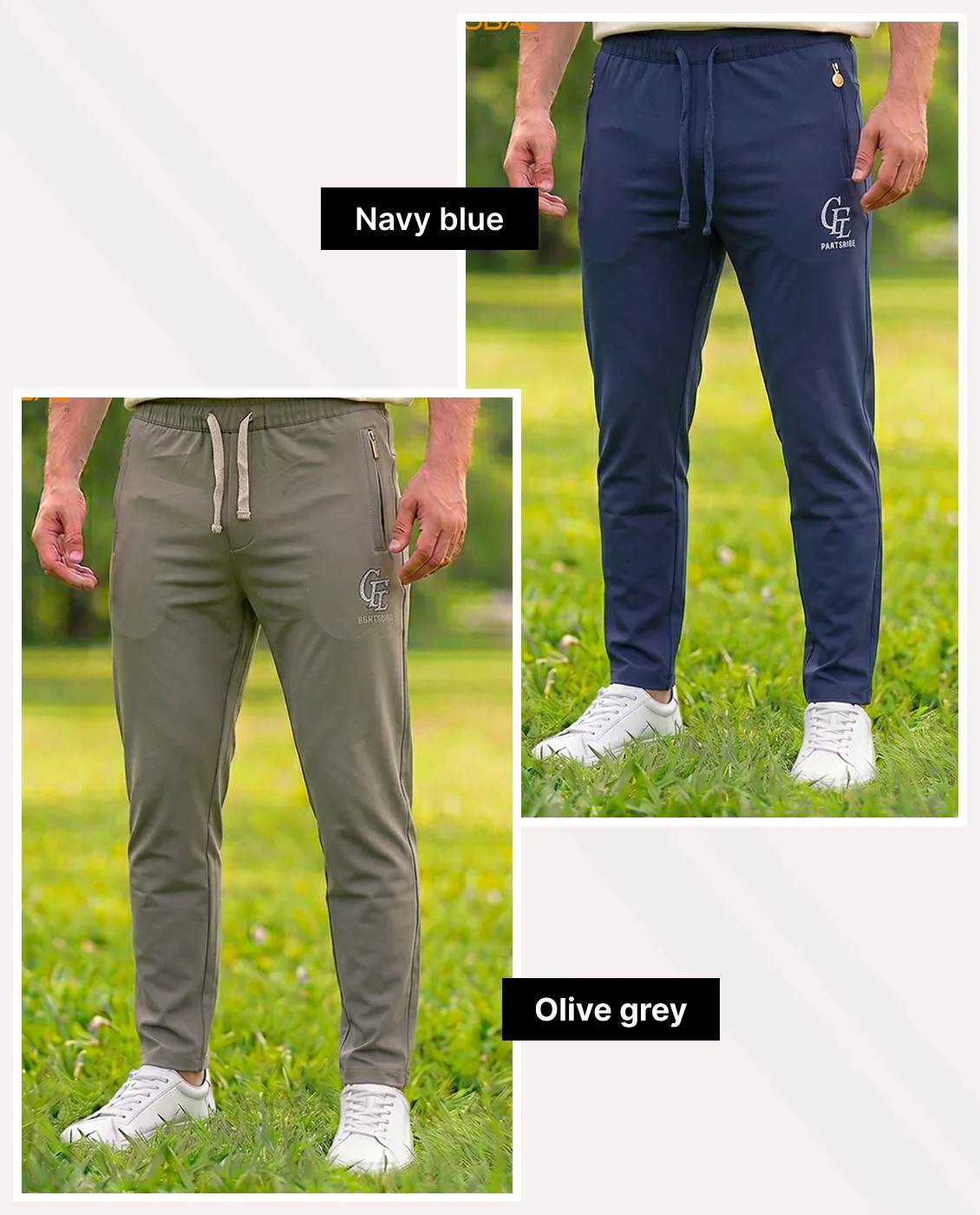 Premium Chinese Dubi Fabric Trousers - Combo-2(Olive-grey &amp; Navy-blue)