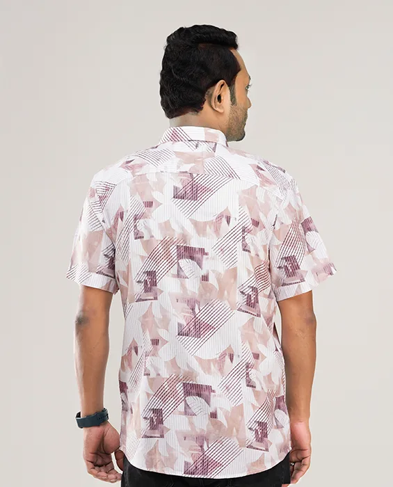 Digital Printed Premium Short Sleeve Shirt - Combo-03-(Sky, Biscuit & Lemon)