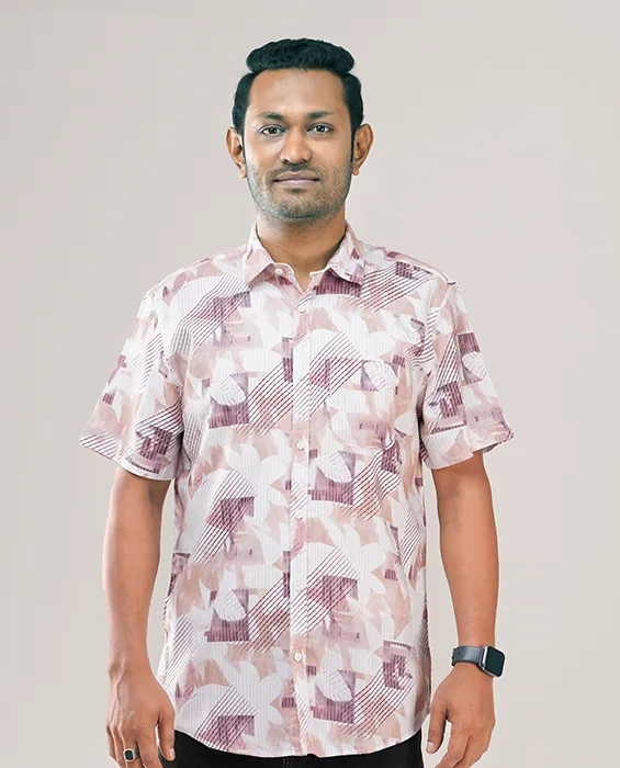Digital Printed Premium Short Sleeve Shirt - Combo-02-(Sky & Biscuit)
