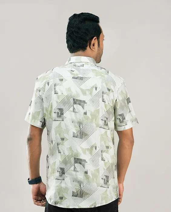 Digital Printed Premium Short Sleeve Shirt - Combo-03-(Sky, Biscuit & Lemon)