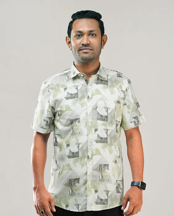 Digital Printed Premium Short Sleeve Shirt - Combo-02-(Lemon & Sky)