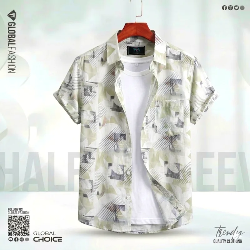 Digital Printed Premium Short Sleeve Shirt - (Lemon)