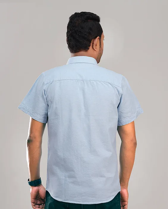 Remi Cotton Premium Short Sleeve Shirt - (Sky blue)
