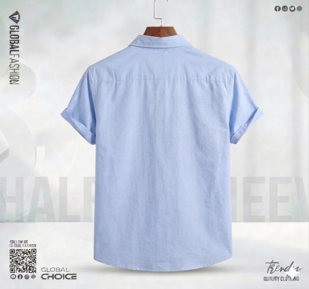Remi Cotton Premium Short Sleeve Shirt - (Sky blue)