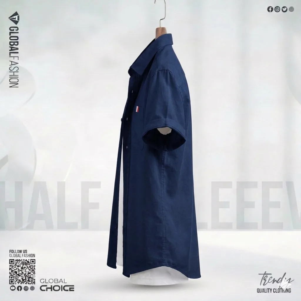 Remi Cotton Premium Short Sleeve Shirt - (Navy blue)