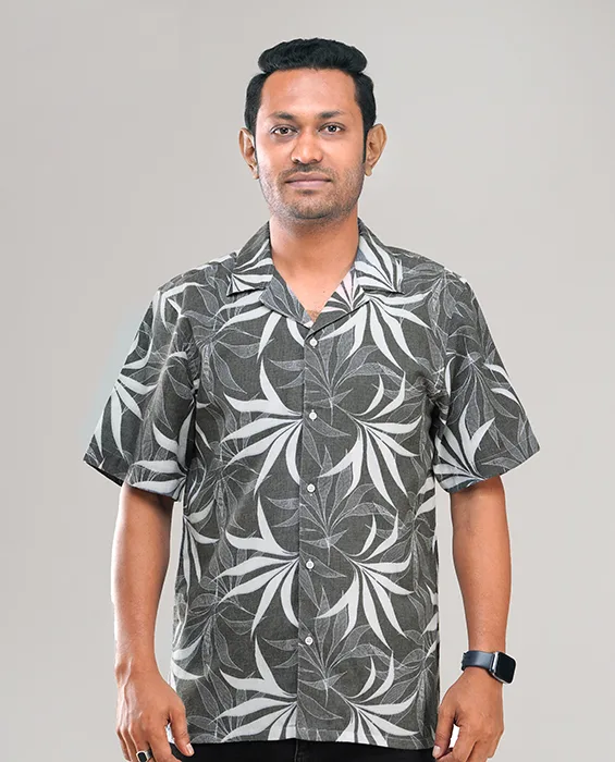 Premium Short Sleeve Cuban Collar Shirt - (Off black)