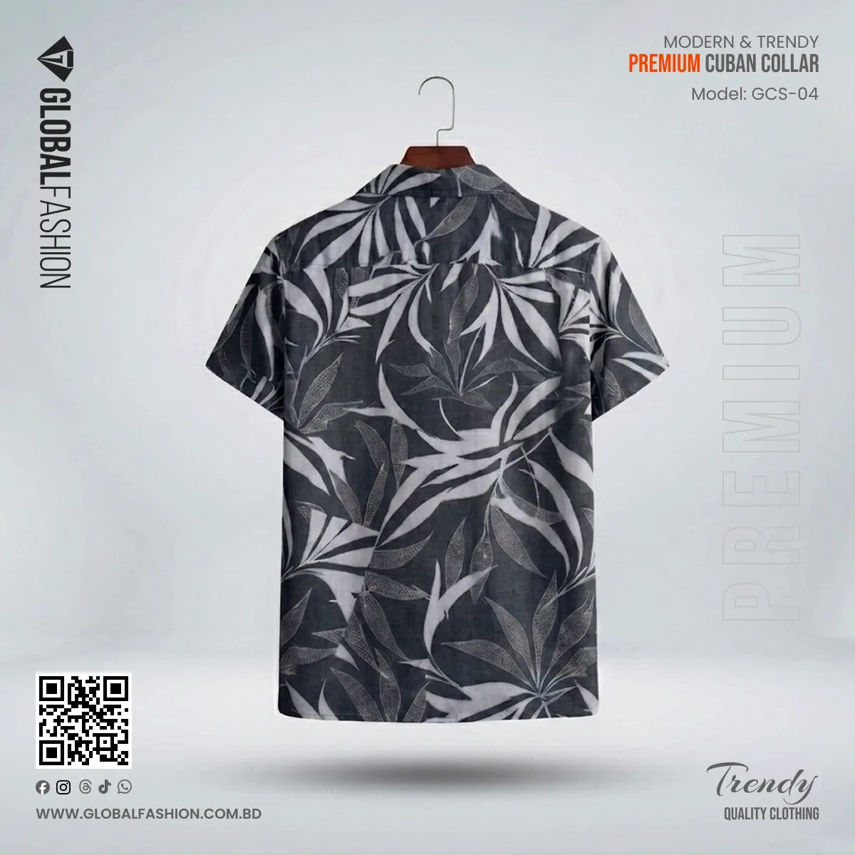 Premium Short Sleeve Cuban Collar Shirt - (Off black)