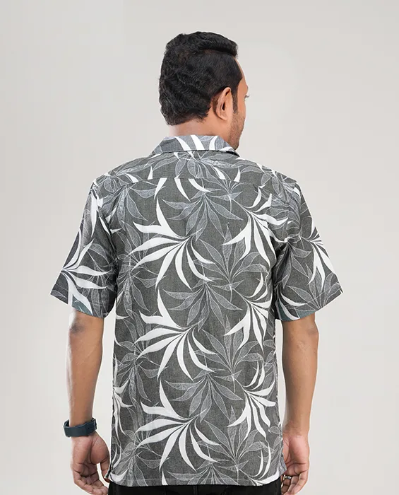 Premium Short Sleeve Cuban Collar Shirt - (Off black)