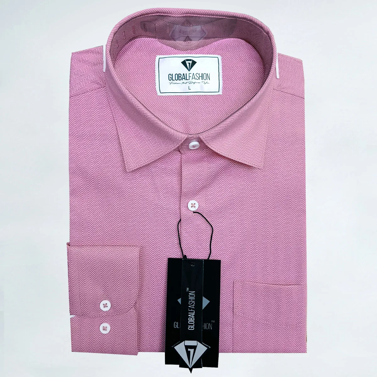 Premium Cotton Full Sleeve Formal Shirt - Combo-02-(Onion-pink & Beige)