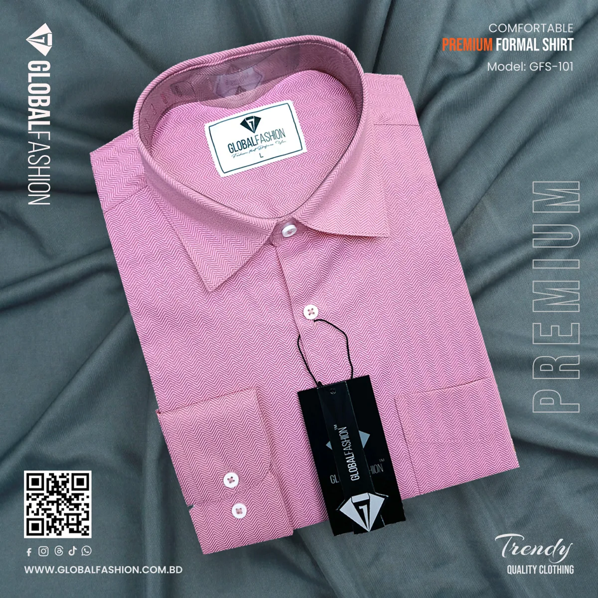 Premium Cotton Full Sleeve Formal Shirt - Combo-02-(Onion-pink & Beige)