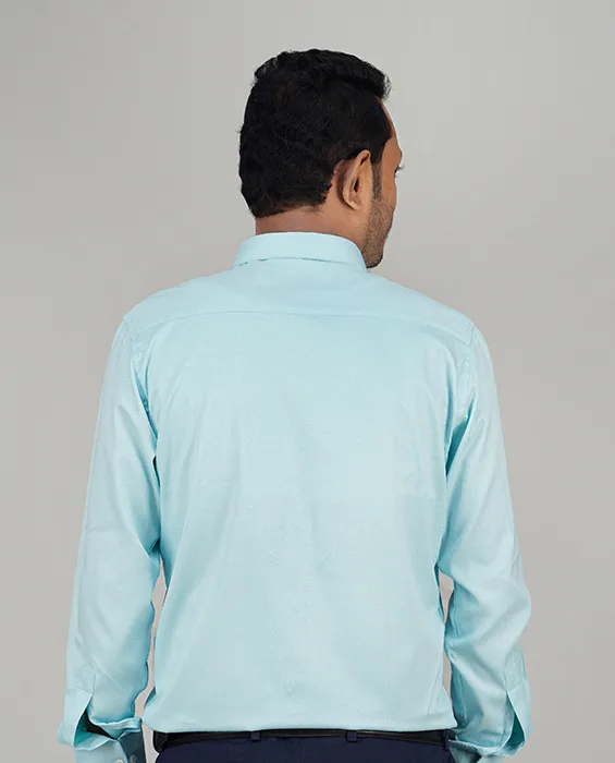 Premium Cotton Full Sleeve Formal Shirt - (Aqua Blue)