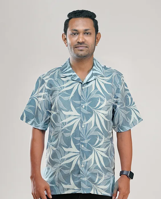 Premium Short Sleeve Cuban Collar Shirt - (Sky blue)