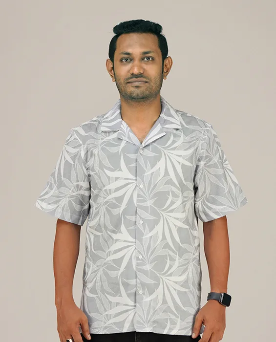 Premium Short Sleeve Cuban Collar Shirt - (Ash)