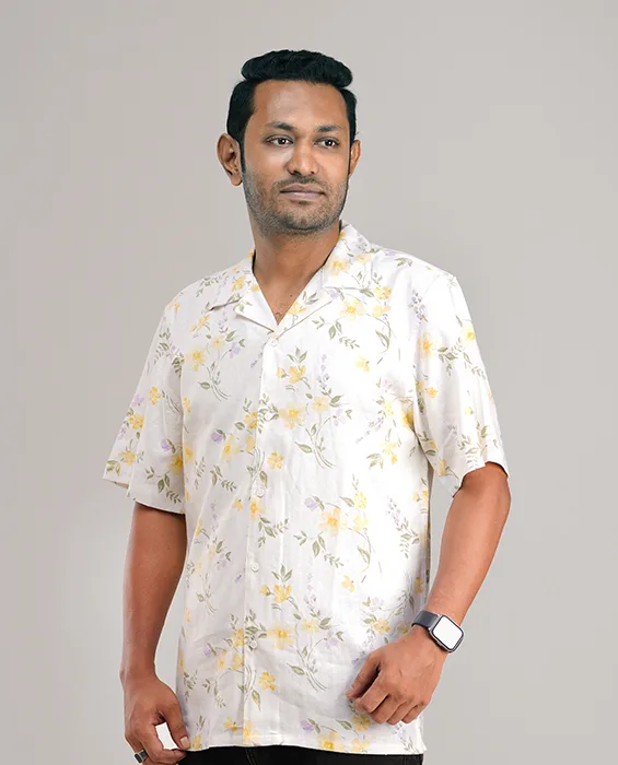 Premium Short Sleeve Cuban Collar Shirt - Combo-02(Ash & White)