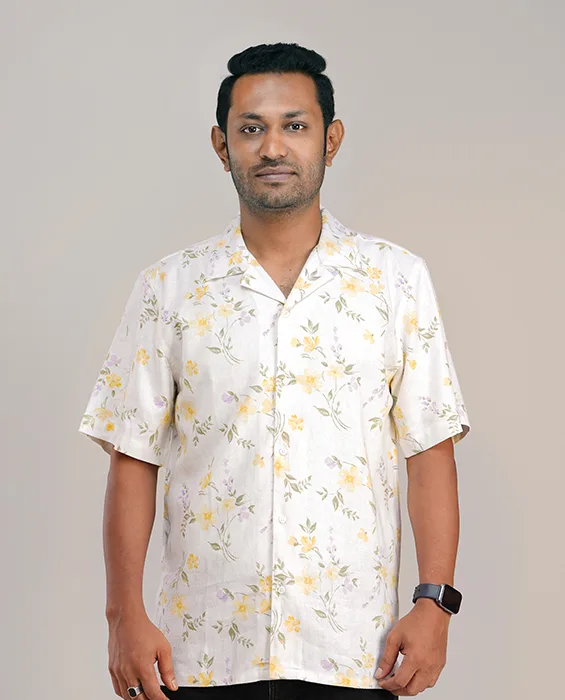 Premium Short Sleeve Cuban Collar Shirt - Combo-02(Ash & White)