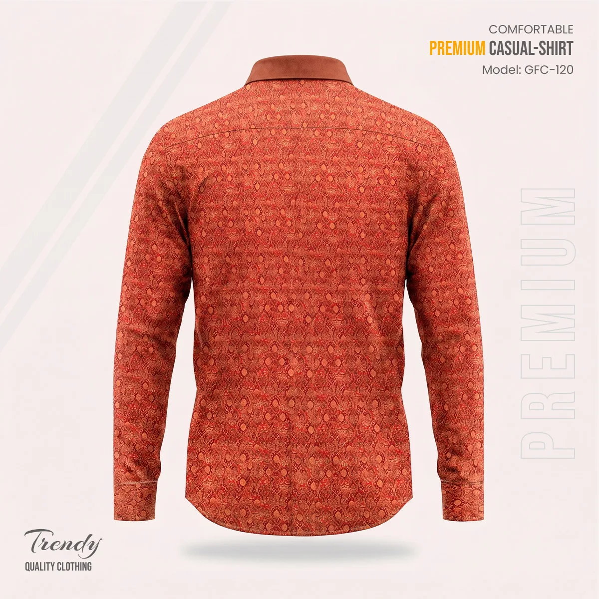 Premium Imported Cotton Full Sleeve Shirt - (Copper Orange)