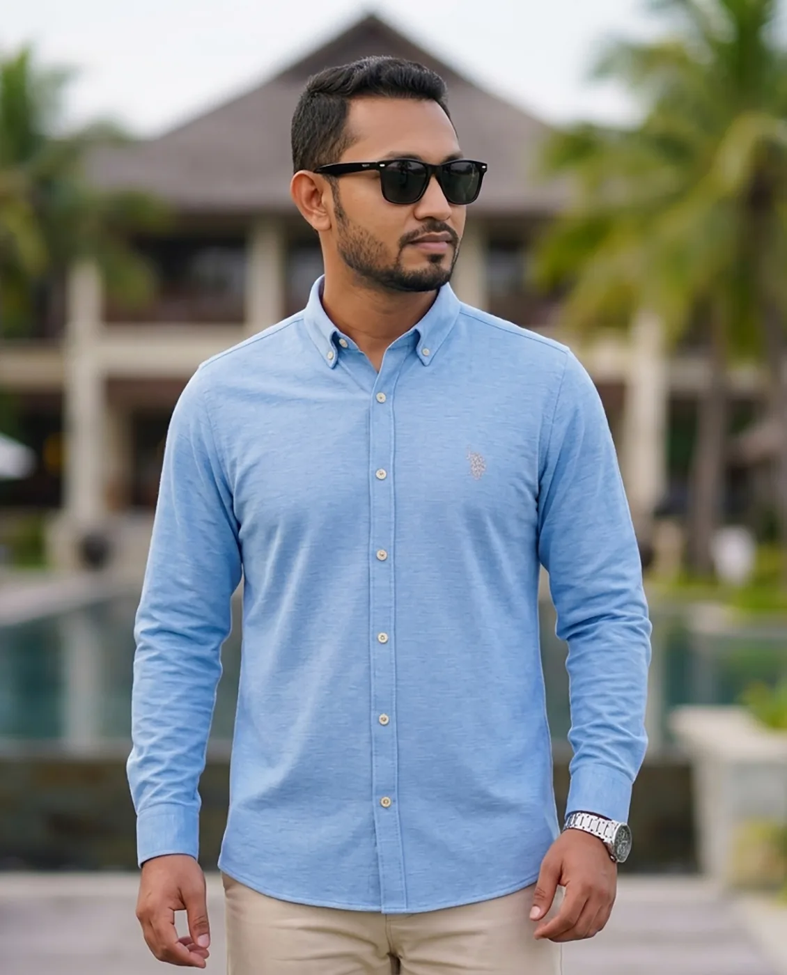 Men's Premium Cotton Full Sleeve Shirt - (Sky Blue)