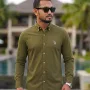 Men's Premium Cotton Full Sleeve Shirt - (Olive)