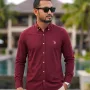 Men's Premium Cotton Full Sleeve Shirt - (Maroon)