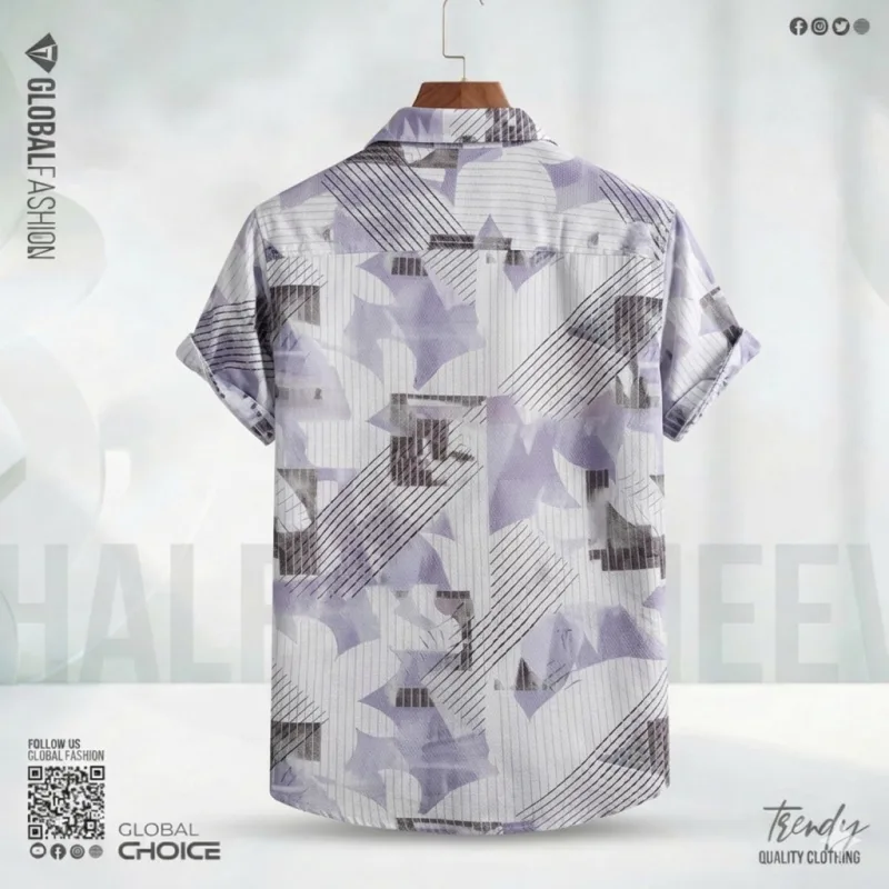 Digital Printed Premium Short Sleeve Shirt - (Sky blue)