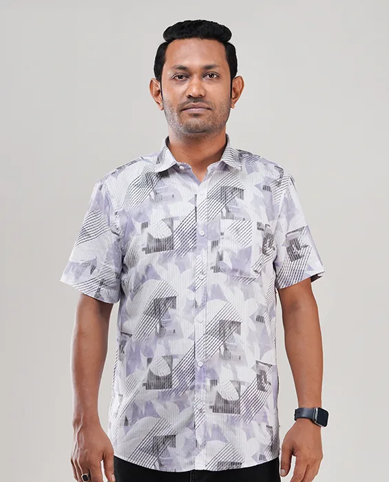 Digital Printed Premium Short Sleeve Shirt - Combo-02-(Lemon & Sky)