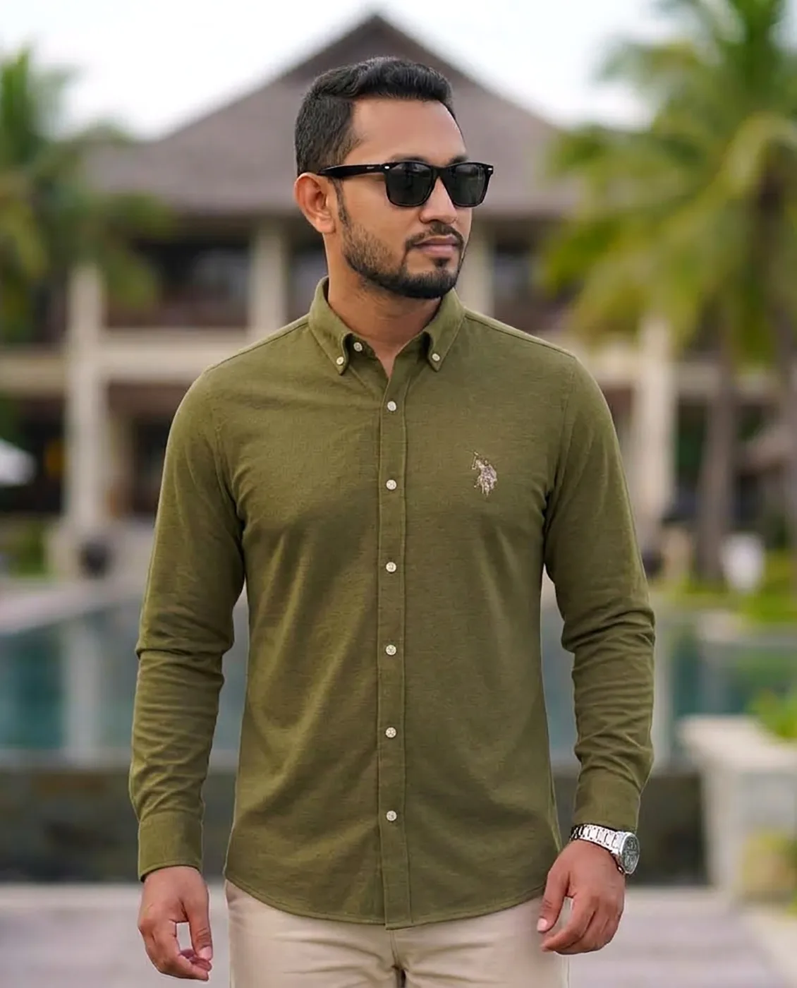 Men's Premium Cotton Full Sleeve Shirt - (Olive)