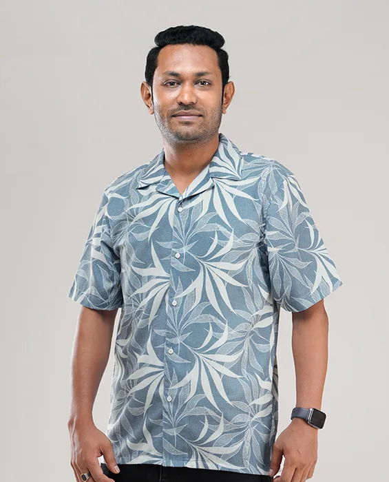 Premium Short Sleeve Cuban Collar Shirt - (Sky blue)