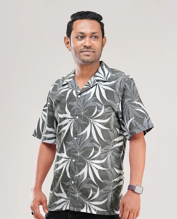 Premium Short Sleeve Cuban Collar Shirt - (Off black)