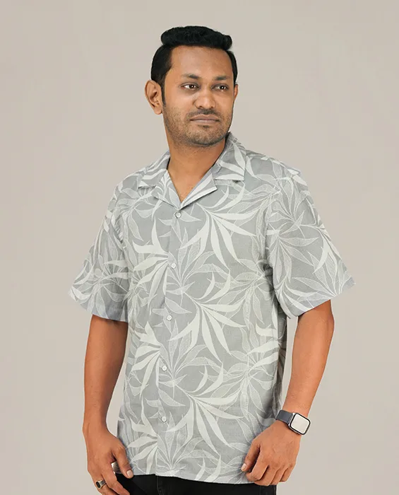 Premium Short Sleeve Cuban Collar Shirt - (Ash)