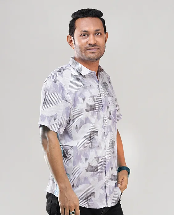 Digital Printed Premium Short Sleeve Shirt - (Sky blue)